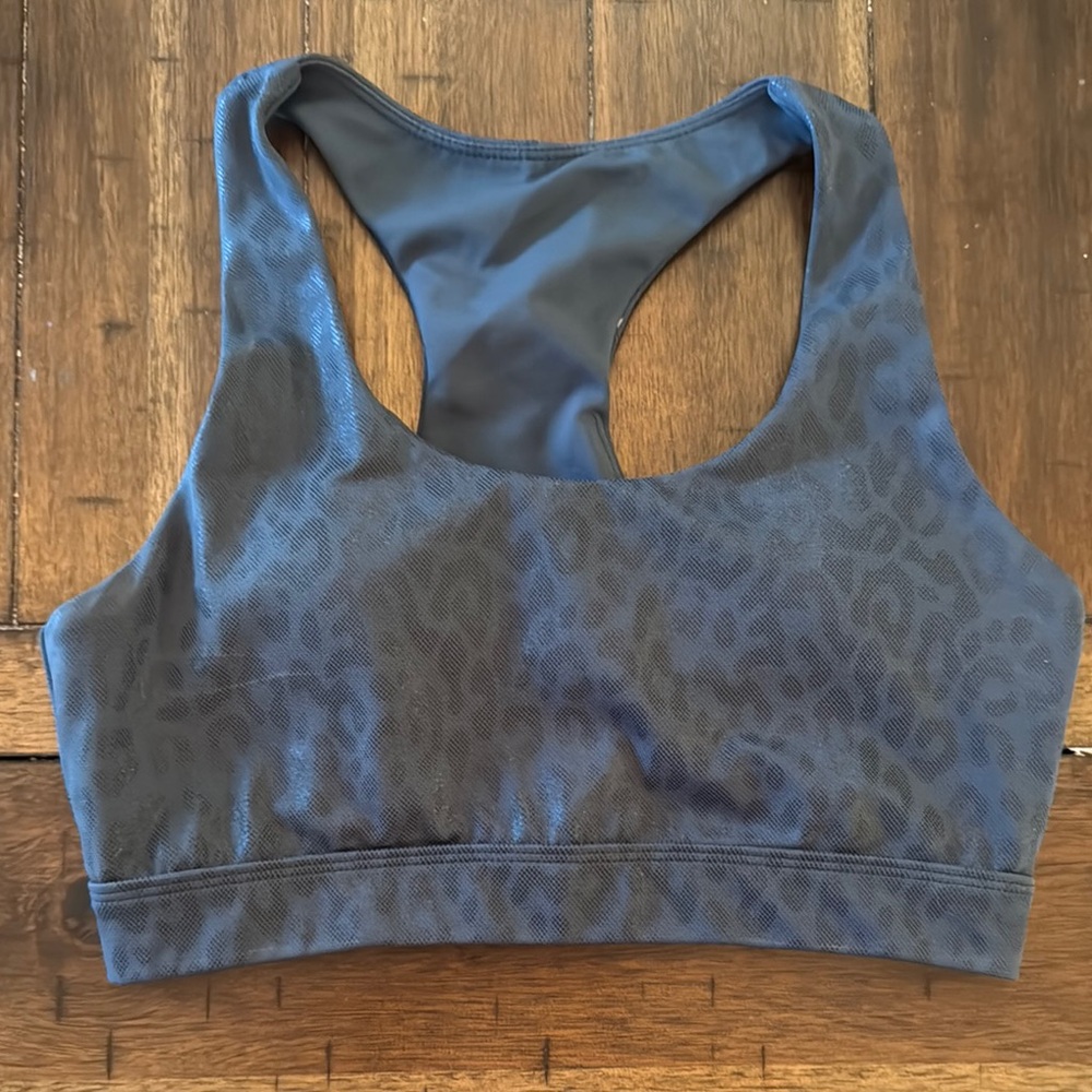 ALLFENIX Leopard Blue and Black Racerback Sports Bra Moisture-Wicking Intimates